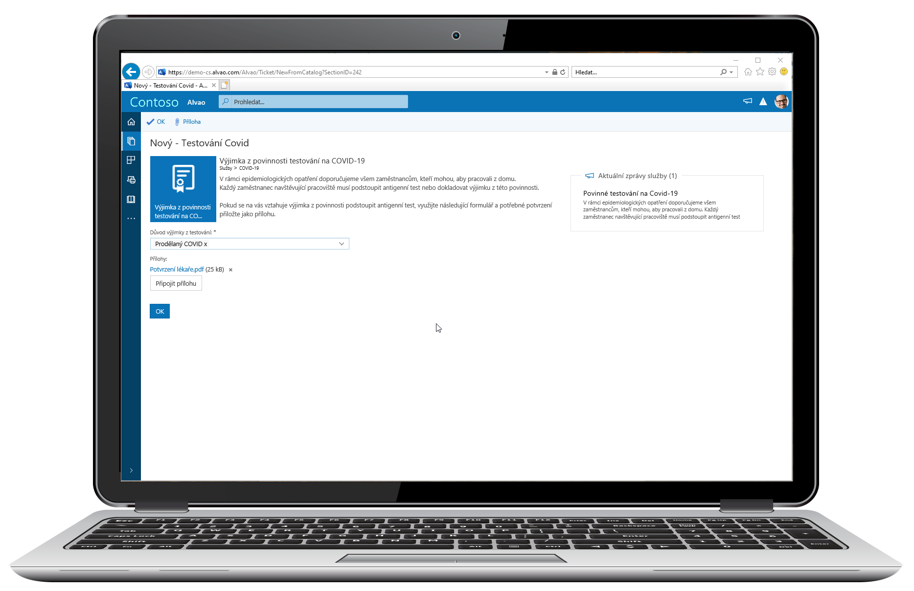 sekce N&aacute;pady v Service Desku