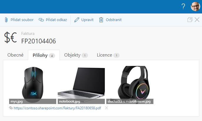 evidence dokumentů ve webu aplikaci