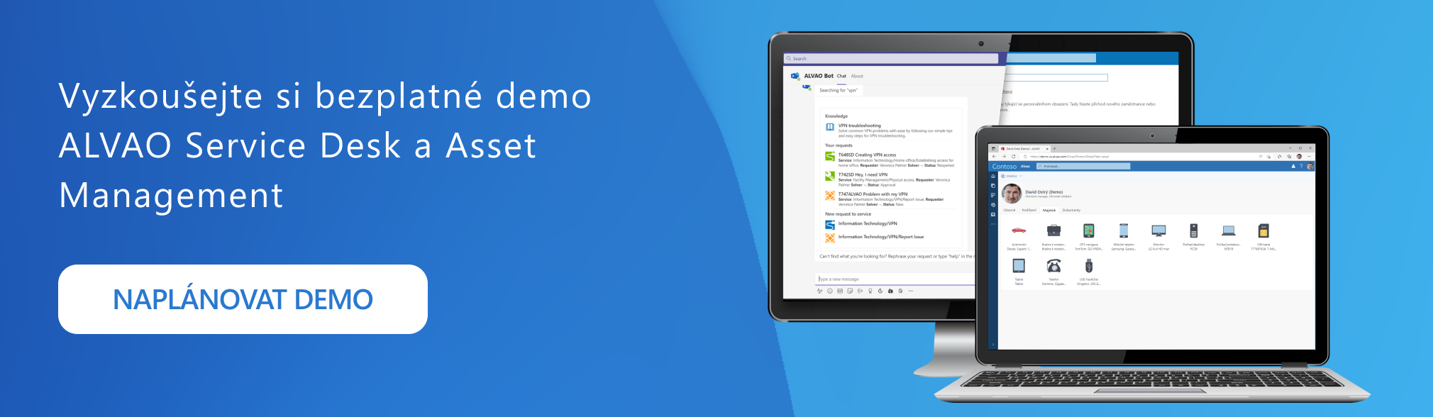 Banner s ž&aacute;dosti o demo pro ALVAO Service Desk a Asset Management