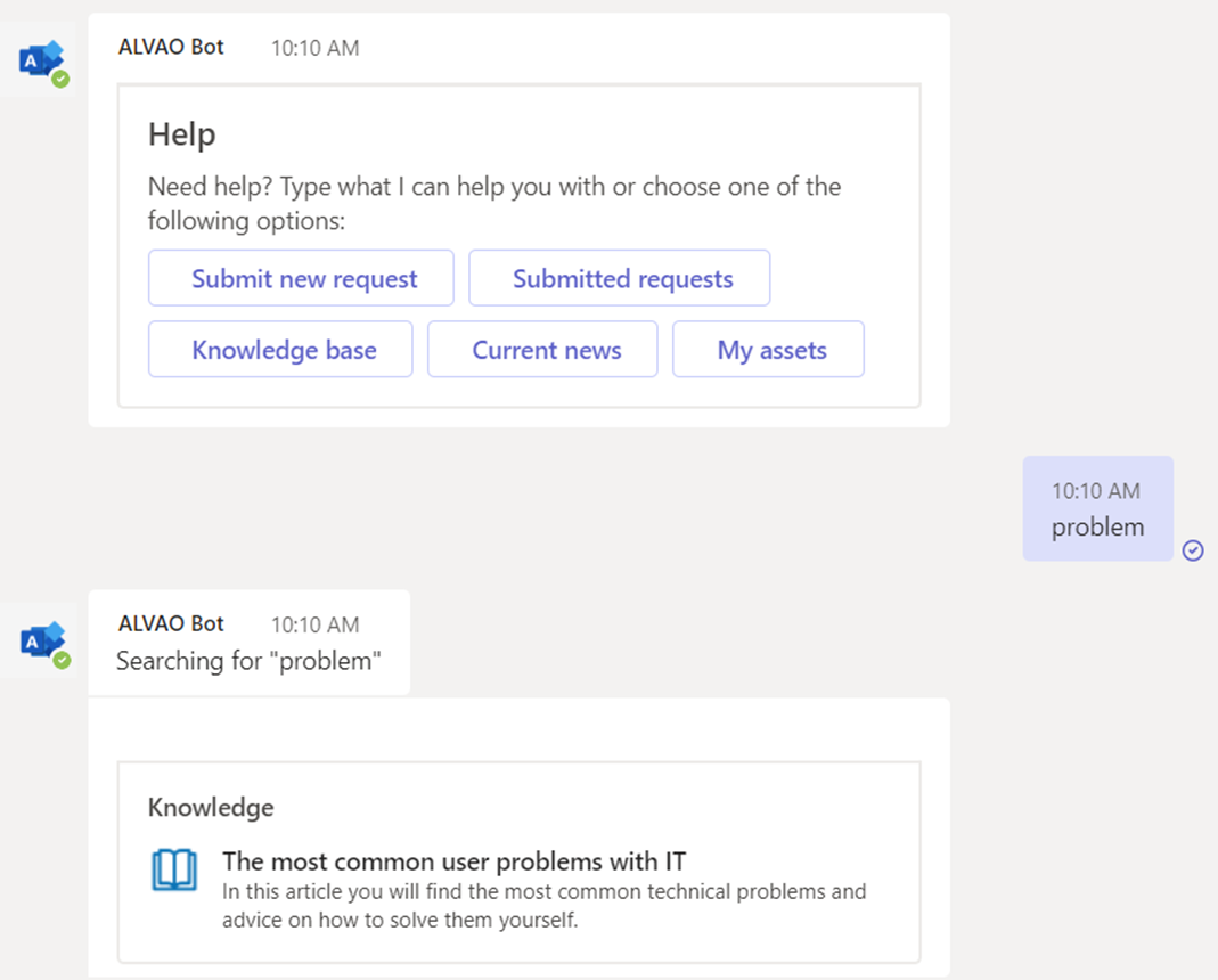 Servisdeskový chatbot v Teamsech od ALVAO