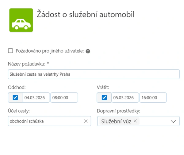 vlastní formulář služeb