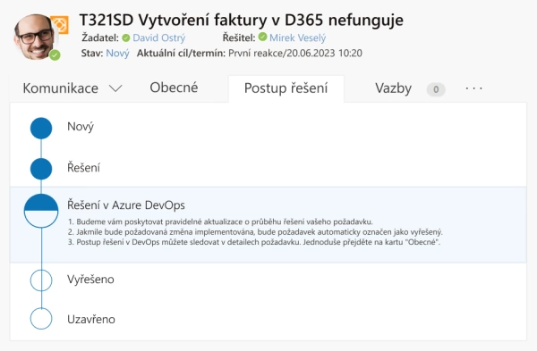 Řešení požadavku v Azure DevOps