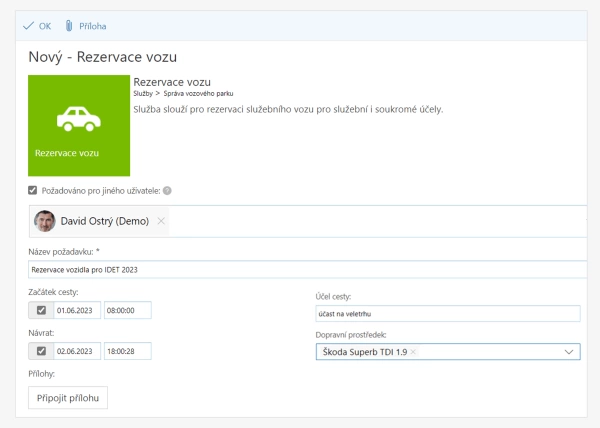 elektronická rezervace jízd
