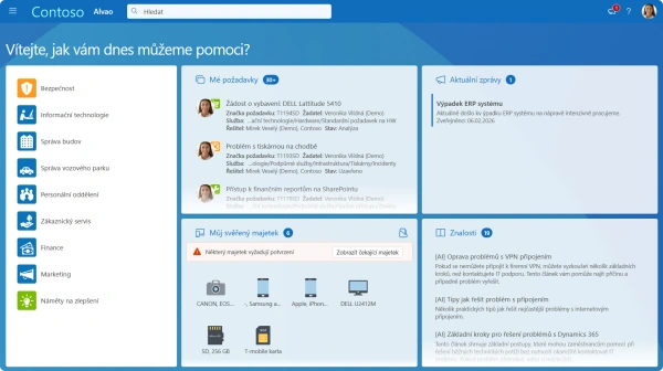 Katalog služeb v organizaci v ALVAO Service Desk