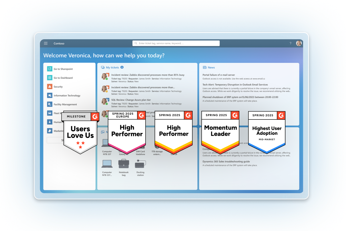 G2 badges for high performance for ALVAO Service Desk