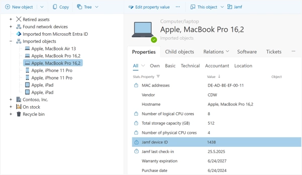 Imported notebook data from Intune into ALVAO Asset Management