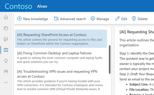 knowledge base in Service Desk